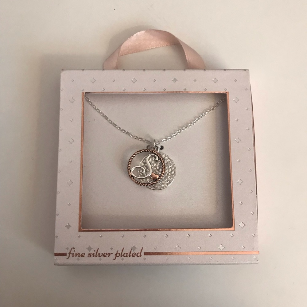 NWT Silver Plated Initial S Necklace